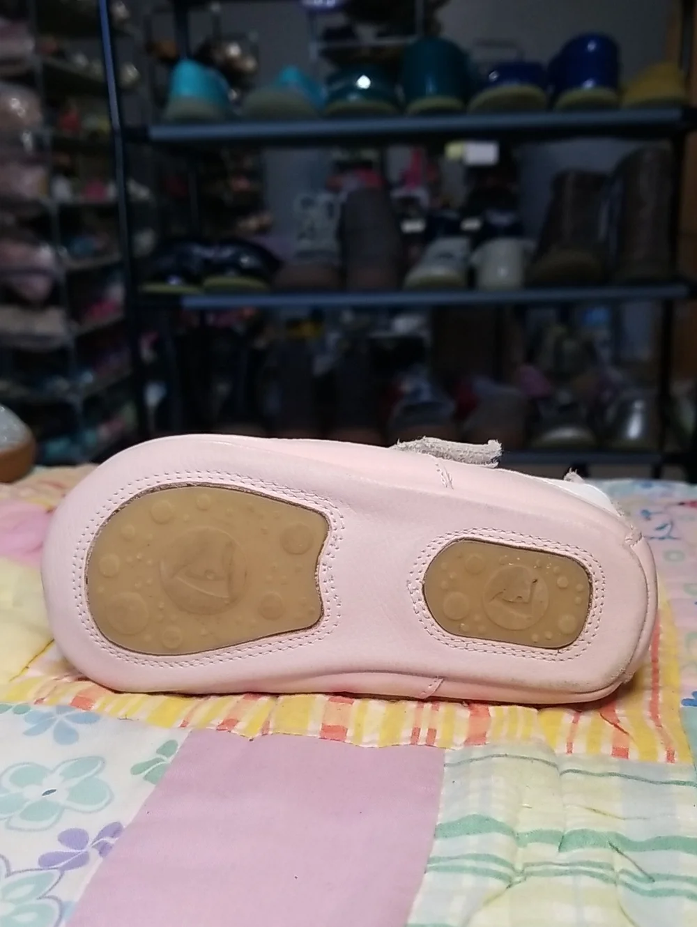 Tip Toey Joey White & Pink Leather Mary Jane Baby Shoes Size 8 EURO 24 18-24 M